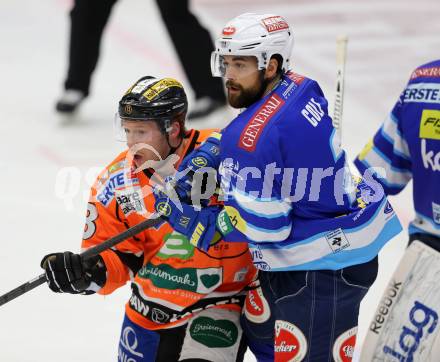 EBEL. Eishockey Bundesliga. EC VSV gegen Moser Medical Graz 99ers.  Brad Cole, (VSV), Olivier Labelle (Graz). Villach, am 14.11.2012.
Foto: Kuess 


---
pressefotos, pressefotografie, kuess, qs, qspictures, sport, bild, bilder, bilddatenbank