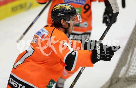 EBEL. Eishockey Bundesliga. EC VSV gegen Moser Medical Graz 99ers.  Torjubel Mario Ganahl (Graz). Villach, am 14.11.2012.
Foto: Kuess 


---
pressefotos, pressefotografie, kuess, qs, qspictures, sport, bild, bilder, bilddatenbank