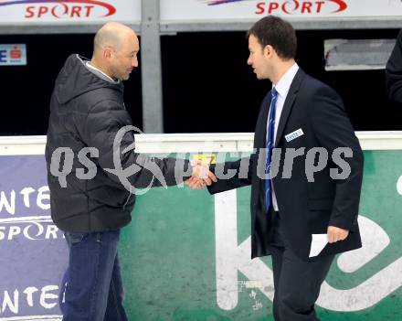 EBEL. Eishockey Bundesliga. EC VSV gegen Moser Medical Graz 99ers.  Herbert Hohenberger, Co-Trainer Marc Brown. Villach, am 14.11.2012.
Foto: Kuess 


---
pressefotos, pressefotografie, kuess, qs, qspictures, sport, bild, bilder, bilddatenbank