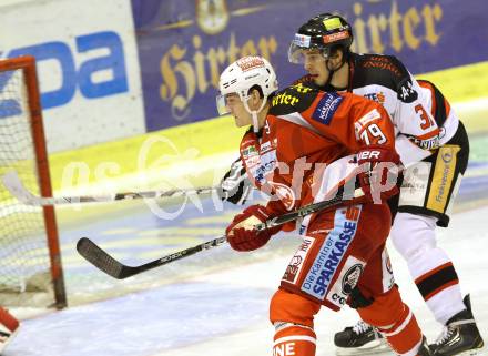 EBEL. Eishockey Bundesliga. EC KAC gegen HC Orli Znojmo. Kevin Doell, (KAC),Jakub Stehlik  (Znojmo). Klagenfurt, am 14.11.2012.
Foto: Kuess 


---
pressefotos, pressefotografie, kuess, qs, qspictures, sport, bild, bilder, bilddatenbank