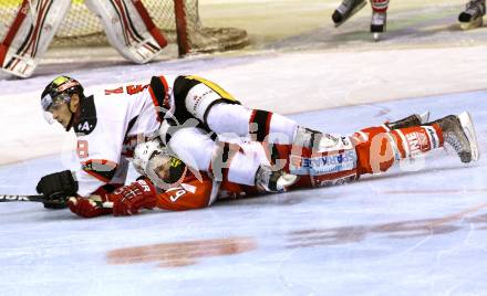 EBEL. Eishockey Bundesliga. EC KAC gegen HC Orli Znojmo.  Kevin Doell,  (KAC), Adam Havlik (Znojmo). Klagenfurt, am 14.11.2012.
Foto: Kuess 


---
pressefotos, pressefotografie, kuess, qs, qspictures, sport, bild, bilder, bilddatenbank