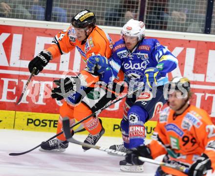 EBEL. Eishockey Bundesliga. EC VSV gegen Moser Medical Graz 99ers.  Derek Damon,  (VSV), Kristof Reinthaler (Graz). Villach, am 14.11.2012.
Foto: Kuess 


---
pressefotos, pressefotografie, kuess, qs, qspictures, sport, bild, bilder, bilddatenbank