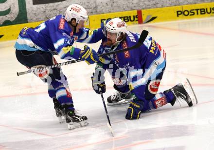 EBEL. Eishockey Bundesliga. EC VSV gegen SAPA Fehervar AV19.   Torjubel Antti Pusa, Michael Grabner (VSV),. Villach, am 18.11.2012.
Foto: Kuess 


---
pressefotos, pressefotografie, kuess, qs, qspictures, sport, bild, bilder, bilddatenbank