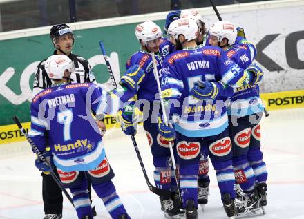 EBEL. Eishockey Bundesliga. EC VSV gegen SAPA Fehervar AV19.  Torjubel (VSV). Villach, am 18.11.2012.
Foto: Kuess 


---
pressefotos, pressefotografie, kuess, qs, qspictures, sport, bild, bilder, bilddatenbank