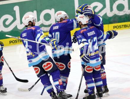 EBEL. Eishockey Bundesliga. EC VSV gegen SAPA Fehervar AV19.  Torjubel (VSV). Villach, am 18.11.2012.
Foto: Kuess 


---
pressefotos, pressefotografie, kuess, qs, qspictures, sport, bild, bilder, bilddatenbank