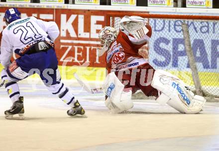 EBEL. Eishockey Bundesliga. EC KAC gegen KHL Medvescak Zagreb.  Andy Chiodo, (KAC), Dustin Jeffrey  (Zagreb). Klagenfurt, am 20.11.2012.
Foto: Kuess 


---
pressefotos, pressefotografie, kuess, qs, qspictures, sport, bild, bilder, bilddatenbank