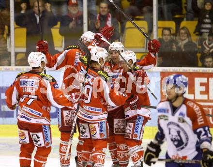 EBEL. Eishockey Bundesliga. EC KAC gegen KHL Medvescak Zagreb. Torjubel   (KAC). Klagenfurt, am 20.11.2012.
Foto: Kuess 


---
pressefotos, pressefotografie, kuess, qs, qspictures, sport, bild, bilder, bilddatenbank