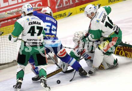 EBEL. Eishockey Bundesliga. EC VSV gegen HDD TELEMACH Olimpija Ljubljana. Scott Hotham,  (VSV), Jerry Kuhn, Ales Music, Matevz Erman (Laibach). Villach, am 20.11.2012.
Foto: Kuess 


---
pressefotos, pressefotografie, kuess, qs, qspictures, sport, bild, bilder, bilddatenbank