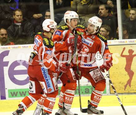 EBEL. Eishockey Bundesliga. EC KAC gegen KHL Medvescak Zagreb.  Nikolaus Holzer, Martin Schumnig, David Rassl (KAC). Klagenfurt, am 20.11.2012.
Foto: Kuess 


---
pressefotos, pressefotografie, kuess, qs, qspictures, sport, bild, bilder, bilddatenbank