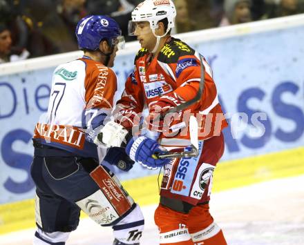 EBEL. Eishockey Bundesliga. EC KAC gegen KHL Medvescak Zagreb. Andrew Cogliano,   (KAC), Adam Naglich (Zagreb). Klagenfurt, am 20.11.2012.
Foto: Kuess 


---
pressefotos, pressefotografie, kuess, qs, qspictures, sport, bild, bilder, bilddatenbank