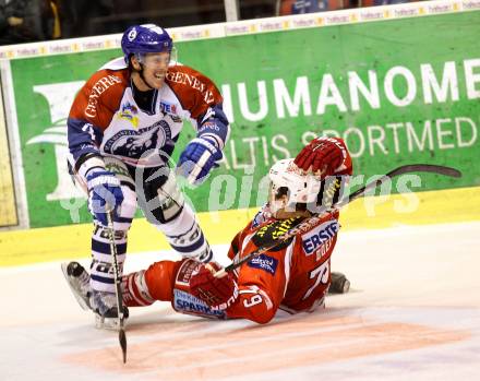 EBEL. Eishockey Bundesliga. EC KAC gegen KHL Medvescak Zagreb.  Kevin Doell,   (KAC), David Brine (Zagreb). Klagenfurt, am 20.11.2012.
Foto: Kuess 


---
pressefotos, pressefotografie, kuess, qs, qspictures, sport, bild, bilder, bilddatenbank