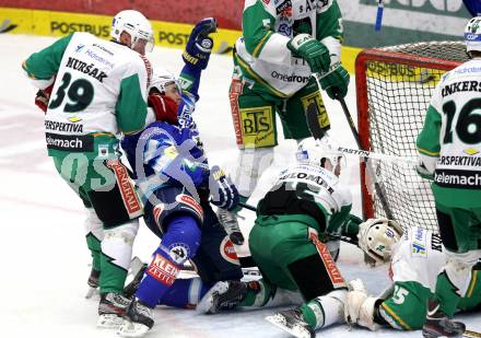 EBEL. Eishockey Bundesliga. EC VSV gegen HDD TELEMACH Olimpija Ljubljana. Justin Taylor, (VSV),  Jan Mursak, Patrick Coulombe, Jerry Kuhn (Laibach). Villach, am 20.11.2012.
Foto: Kuess 


---
pressefotos, pressefotografie, kuess, qs, qspictures, sport, bild, bilder, bilddatenbank