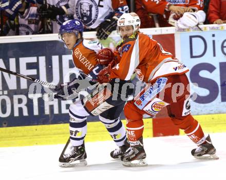 EBEL. Eishockey Bundesliga. EC KAC gegen KHL Medvescak Zagreb. Sam Gagner,  (KAC), Andy Sertich  (Zagreb). Klagenfurt, am 20.11.2012.
Foto: Kuess 


---
pressefotos, pressefotografie, kuess, qs, qspictures, sport, bild, bilder, bilddatenbank