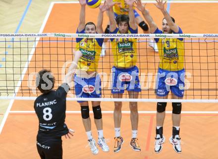 Volleyball. CEV-Cup. Aich/Dob gegen Calcit Kamnik. Rok Satler, Reiser Gerald,  Grut Andrej (Aich/Dob). Bleiburg, 21.11.2012.
Foto: Kuess

---
pressefotos, pressefotografie, kuess, qs, qspictures, sport, bild, bilder, bilddatenbank