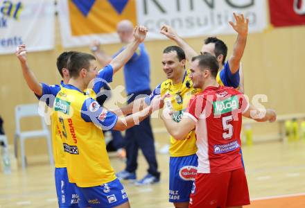 Volleyball. CEV-Cup. Aich/Dob gegen Calcit Kamnik. Jubel (Aich/Dob). Bleiburg, 21.11.2012.
Foto: Kuess

---
pressefotos, pressefotografie, kuess, qs, qspictures, sport, bild, bilder, bilddatenbank