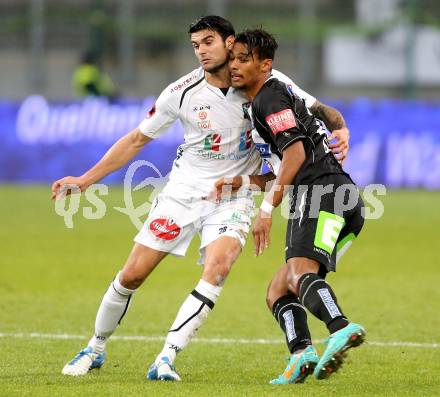 Fussball Bundesliga. RZ Pellets WAC gegen Sturm Graz. Solano, (WAC),  Ruben Okotie  (Sturm Graz). Klagenfurt, am 27.11.2012.
Foto: Kuess

---
pressefotos, pressefotografie, kuess, qs, qspictures, sport, bild, bilder, bilddatenbank