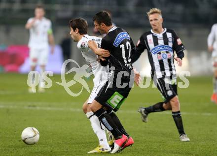 Fussball Bundesliga. RZ Pellets WAC gegen Sturm Graz. Mihret Topcagic, (WAC), Milan Dudic  (Sturm Graz). Klagenfurt, am 27.11.2012.
Foto: Kuess

---
pressefotos, pressefotografie, kuess, qs, qspictures, sport, bild, bilder, bilddatenbank