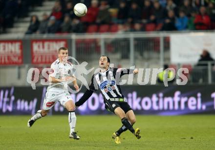 Fussball Bundesliga. RZ Pellets WAC gegen Sturm Graz. Manuel Kerhe, (WAC), Leonhard Kaufmann   (Sturm Graz). Klagenfurt, am 27.11.2012.
Foto: Kuess

---
pressefotos, pressefotografie, kuess, qs, qspictures, sport, bild, bilder, bilddatenbank