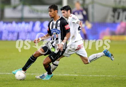 Fussball Bundesliga. RZ Pellets WAC gegen Sturm Graz. Solano,  (WAC),  Ruben Okotie (Sturm Graz). Klagenfurt, am 27.11.2012.
Foto: Kuess

---
pressefotos, pressefotografie, kuess, qs, qspictures, sport, bild, bilder, bilddatenbank