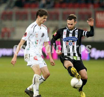 Fussball Bundesliga. RZ Pellets WAC gegen Sturm Graz. Christian Falk, (WAC), Michael Madl  (Sturm Graz). Klagenfurt, am 27.11.2012.
Foto: Kuess

---
pressefotos, pressefotografie, kuess, qs, qspictures, sport, bild, bilder, bilddatenbank