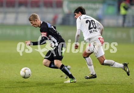 Fussball Bundesliga. RZ Pellets WAC gegen Sturm Graz. David De Paula,  (WAC), Florian Kainz (Sturm Graz). Klagenfurt, am 27.11.2012.
Foto: Kuess

---
pressefotos, pressefotografie, kuess, qs, qspictures, sport, bild, bilder, bilddatenbank