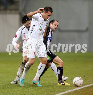 Fussball Bundesliga. RZ Pellets WAC gegen Sturm Graz. Michael Liendl, Jacobo,  (WAC), Leonhard Kaufmann (Sturm Graz). Klagenfurt, am 27.11.2012.
Foto: Kuess

---
pressefotos, pressefotografie, kuess, qs, qspictures, sport, bild, bilder, bilddatenbank