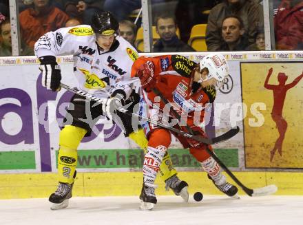 EBEL. Eishockey Bundesliga. EC KAC gegen Dornbirner Eishockey Club.   Tyler Scofield,  (KAC), Olivier Magnan-Grenier (Dornbirn). Klagenfurt, am 30.11.2012.
Foto: Kuess 


---
pressefotos, pressefotografie, kuess, qs, qspictures, sport, bild, bilder, bilddatenbank