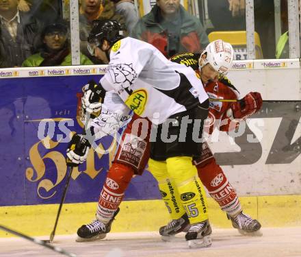 EBEL. Eishockey Bundesliga. EC KAC gegen Dornbirner Eishockey Club.   Manuel Geier,  (KAC), Daniel Bois (Dornbirn). Klagenfurt, am 30.11.2012.
Foto: Kuess 


---
pressefotos, pressefotografie, kuess, qs, qspictures, sport, bild, bilder, bilddatenbank