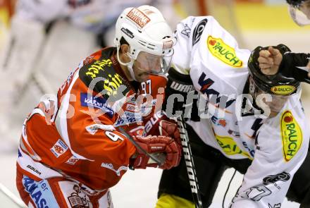 EBEL. Eishockey Bundesliga. EC KAC gegen Dornbirner Eishockey Club.   Sam Gagner,  (KAC), Robert Logan Macmillan (Dornbirn). Klagenfurt, am 30.11.2012.
Foto: Kuess 


---
pressefotos, pressefotografie, kuess, qs, qspictures, sport, bild, bilder, bilddatenbank