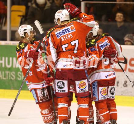 EBEL. Eishockey Bundesliga. EC KAC gegen UPC Vienna Capitals.  Torjubel KAC. Klagenfurt, am 2.12.2012.
Foto: Kuess 


---
pressefotos, pressefotografie, kuess, qs, qspictures, sport, bild, bilder, bilddatenbank