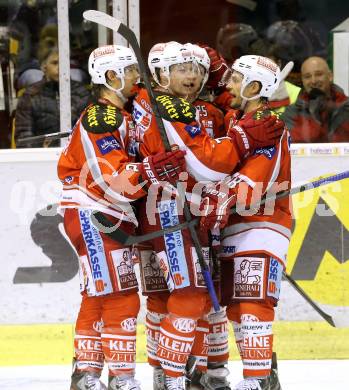 EBEL. Eishockey Bundesliga. EC KAC gegen UPC Vienna Capitals. Torjubel KAC. Klagenfurt, am 2.12.2012.
Foto: Kuess 


---
pressefotos, pressefotografie, kuess, qs, qspictures, sport, bild, bilder, bilddatenbank