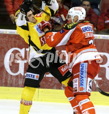 EBEL. Eishockey Bundesliga. EC KAC gegen UPC Vienna Capitals. Mike Siklenka,  (KAC), Michael Schiechl  (Vienna).. Klagenfurt, am 2.12.2012.
Foto: Kuess 


---
pressefotos, pressefotografie, kuess, qs, qspictures, sport, bild, bilder, bilddatenbank