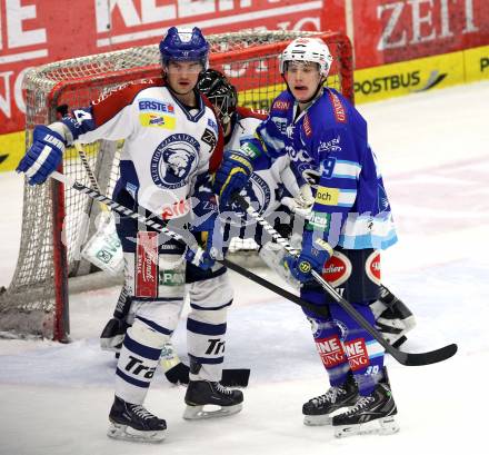 EBEL. Eishockey Bundesliga. EC VSV gegen KHL Medvescak Zagreb. Stefan Bacher,  (VSV), Curtis Fraser (Zagreb). Villach, am 2.12.2012.
Foto: Kuess 


---
pressefotos, pressefotografie, kuess, qs, qspictures, sport, bild, bilder, bilddatenbank