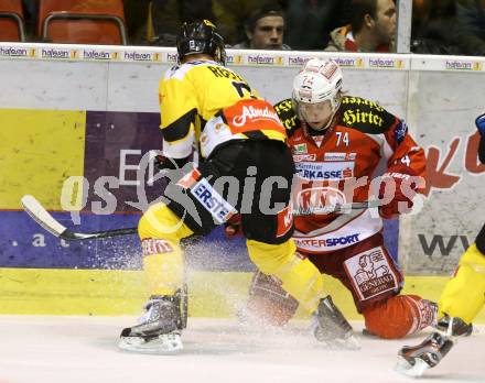 EBEL. Eishockey Bundesliga. EC KAC gegen UPC Vienna Capitals.   Jamie Lundmark,  (KAC), Rafael Rotter (Vienna).. Klagenfurt, am 2.12.2012.
Foto: Kuess 


---
pressefotos, pressefotografie, kuess, qs, qspictures, sport, bild, bilder, bilddatenbank