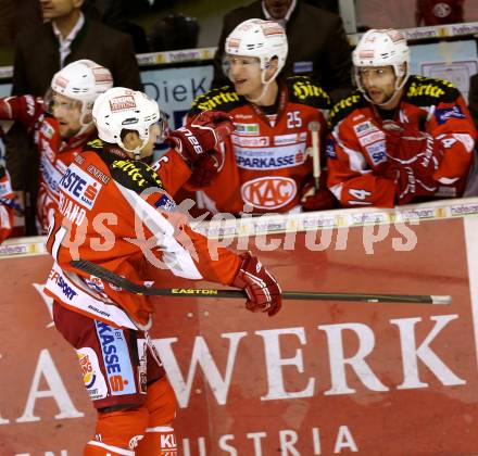 EBEL. Eishockey Bundesliga. EC KAC gegen UPC Vienna Capitals.  Torjubel Andrew Cogliano (KAC). Klagenfurt, am 2.12.2012.
Foto: Kuess 


---
pressefotos, pressefotografie, kuess, qs, qspictures, sport, bild, bilder, bilddatenbank