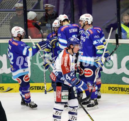 EBEL. Eishockey Bundesliga. EC VSV gegen KHL Medvescak Zagreb. Torjubel (VSV). Villach, am 2.12.2012.
Foto: Kuess 


---
pressefotos, pressefotografie, kuess, qs, qspictures, sport, bild, bilder, bilddatenbank