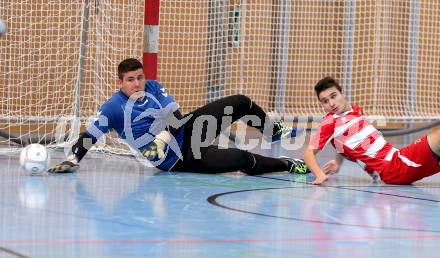 Futsal 2. Bundesliga. Futsal Klagenfurt gegen St. Poelten. Daniel Sapina, Marco Woehlke (Klagenfurt). Viktring, am 2.12.2012.
Foto: Kuess
---
pressefotos, pressefotografie, kuess, qs, qspictures, sport, bild, bilder, bilddatenbank