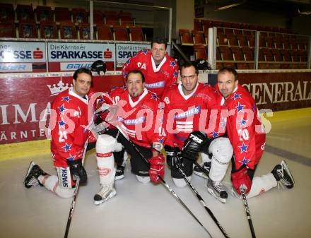 Eishockey. Kaerntner Liga Ost. HC Pubersdorf. Greiner Daniel, Peter Mueller,  Brescak Alexander, Peter Sprachmann, Gerhard Zeppitz. Klagenfurt, 28.11.2012.
Foto: kuess
---
pressefotos, pressefotografie, kuess, qs, qspictures, sport, bild, bilder, bilddatenbank