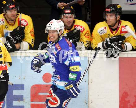 EBEL. Eishockey Bundesliga. EC VSV gegen UPC Vienna Capitals. Torjubel Nikolaus Hartl (VSV). Villach, am 7.12.2012.
Foto: Kuess 


---
pressefotos, pressefotografie, kuess, qs, qspictures, sport, bild, bilder, bilddatenbank