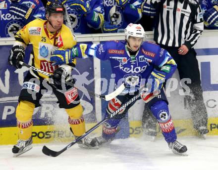 EBEL. Eishockey Bundesliga. EC VSV gegen UPC Vienna Capitals. Klemen Pretnar, (VSV),  Benoit Gratton (Vienna). Villach, am 7.12.2012.
Foto: Kuess 


---
pressefotos, pressefotografie, kuess, qs, qspictures, sport, bild, bilder, bilddatenbank