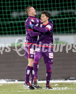 Fussball. Bundesliga. RZ Pellets WAC gegen FK Austria Wien. Torjubel Philipp Hosiner, Alexander Gorgon (Wien). Wolfsberg, 8.12.2012.
Foto: Kuess

---
pressefotos, pressefotografie, kuess, qs, qspictures, sport, bild, bilder, bilddatenbank