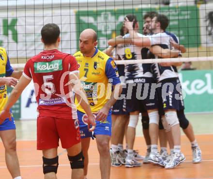 Volleyball. CEV-Cup. SK Posojilnica Aich/Dob gegen Andreoli Latina. Aleksandar Petkov  (Aich/Dob), Jubel ((Latina). Bleiburg, 12.12.2012.
Foto: Kuess

---
pressefotos, pressefotografie, kuess, qs, qspictures, sport, bild, bilder, bilddatenbank