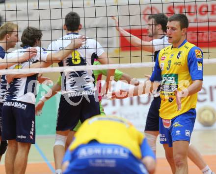 Volleyball. CEV-Cup. SK Posojilnica Aich/Dob gegen Andreoli Latina.  Michal Hruska (Aich/Dob), Jubel (Latina). Bleiburg, 12.12.2012.
Foto: Kuess

---
pressefotos, pressefotografie, kuess, qs, qspictures, sport, bild, bilder, bilddatenbank