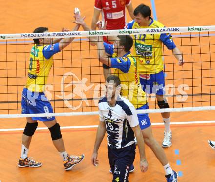 Volleyball. CEV-Cup. SK Posojilnica Aich/Dob gegen Andreoli Latina. Jubel   (Aich/Dob). Bleiburg, 12.12.2012.
Foto: Kuess

---
pressefotos, pressefotografie, kuess, qs, qspictures, sport, bild, bilder, bilddatenbank