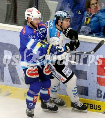 EBEL. Eishockey Bundesliga. EC VSV gegen EHC LIWEST Linz. John Hughes,  (VSV), Marc-Andre Dorion (Linz). Villach, am 14.12.2012.
Foto: Kuess 


---
pressefotos, pressefotografie, kuess, qs, qspictures, sport, bild, bilder, bilddatenbank