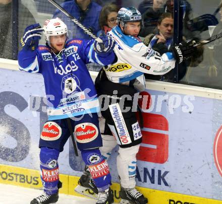 EBEL. Eishockey Bundesliga. EC VSV gegen EHC LIWEST Linz. John Hughes,  (VSV), Marc-Andre Dorion (Linz). Villach, am 14.12.2012.
Foto: Kuess 


---
pressefotos, pressefotografie, kuess, qs, qspictures, sport, bild, bilder, bilddatenbank