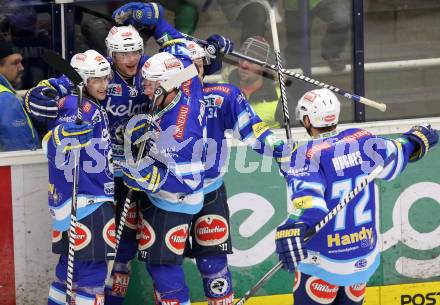 EBEL. Eishockey Bundesliga. EC VSV gegen EHC LIWEST Linz. Torjubel Mario Altmann, Klemen Pretnar, Markus Peintner, Marco Pewal, John HUghes (VSV). Villach, am 14.12.2012.
Foto: Kuess 


---
pressefotos, pressefotografie, kuess, qs, qspictures, sport, bild, bilder, bilddatenbank