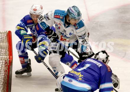 EBEL. Eishockey Bundesliga. EC VSV gegen EHC LIWEST Linz. Marius Goehringer,  (VSV), Jean-Philippe Lamoureux, Martin Grabher Meier (Linz). Villach, am 14.12.2012.
Foto: Kuess 


---
pressefotos, pressefotografie, kuess, qs, qspictures, sport, bild, bilder, bilddatenbank