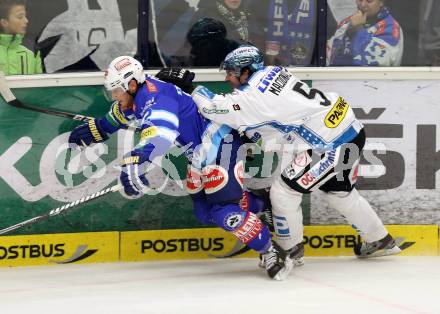 EBEL. Eishockey Bundesliga. EC VSV gegen EHC LIWEST Linz. John Hughes, (VSV), Franklin MacDonald  (Linz). Villach, am 14.12.2012.
Foto: Kuess 


---
pressefotos, pressefotografie, kuess, qs, qspictures, sport, bild, bilder, bilddatenbank