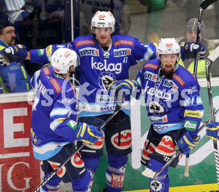 EBEL. Eishockey Bundesliga. EC VSV gegen EHC LIWEST Linz. Torjubel Mario Altmann, Klemen Pretnar, Markus Peintner (VSV). Villach, am 14.12.2012.
Foto: Kuess 


---
pressefotos, pressefotografie, kuess, qs, qspictures, sport, bild, bilder, bilddatenbank